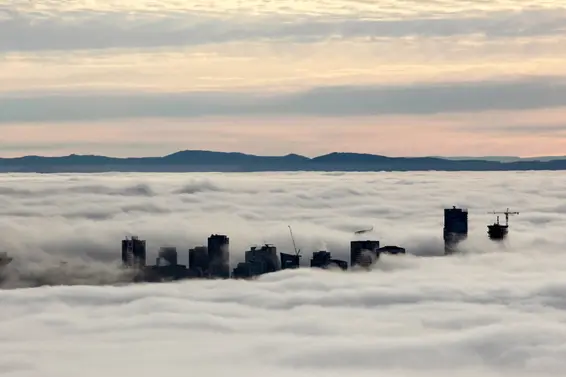 Vancouver Peeking through the Fog