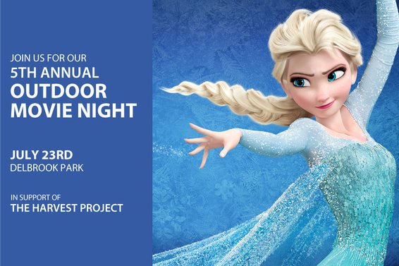 Our Outdoor Movie Night is 1 month away: July 23rd